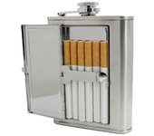 Caja de cigarrillos 5/6oz Frasco de cadera de acero inoxidable Licor de vino Alcohol Vaso Q Plata 150ML