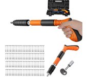 Clavadora de aire integrada, clavadora de uñas de acero manual de 3 engranajes de potencia con clavos redondos de 50/100 piezas, 100% nueva Pistola...