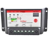 Controlador de panel solar PWM de 20 A, 12 V y 24 V para farolas fotovoltaicas. Negro blanco