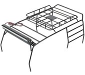 Bandeja de equipaje de jaula antivuelco de portaequipajes de techo de metal con barra de luz LED para 1/10 RC Crawler Car Axial SCX10 Wrangler Body...