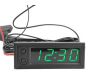 Reloj de coche Reloj digital automotriz universal Fecha 3 en 1 Pantalla LCD Temperatura electrónica Noctilu NegroVerde