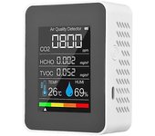 Detector de gas cinco en uno con pantalla digital LCD Detector de dióxido de carbono con pantalla a color (batería incorporada), blanco (carcasa co...