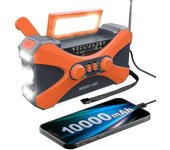 Radio de emergencia 10000mah, radio de manivela solar, radio meteorológica portátil AM / fm / noaa con linterna de cargador de teléfono Naranja