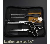 Japón Tijeras para el cabello 5.5 6.0 Tijeras de peluquería profesional Adelgazamiento Barbero Tijera Set Corte de pelo Tijera Tijera Cizalla 6.0 C...