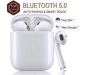 Auriculares I12 Bluetooth 5.0, cancelación de ruido de 48 horas, micrófono incorporado, control táctil - Blanco