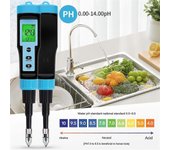Medidor de pH de alimentos 0.00-14.00ph Probador de pH de temperatura de alta precisión Sensor Analizador de acidez para carne Enlatado Queso Masa ...