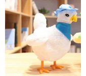 Generic Una gallina juguete de pollo divertido que pone huevos de peluche música eléctrica baile Regalo para niños Blanco