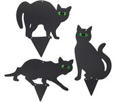 Cat Figure Ground Insert Decor Set 3 Piezas 2D Gatito realista con ojos reflectantes