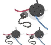 3pcs Interruptor de ventilador de techo Ear Ze-208s E89885 3 velocidades 4 Wire Pull Chain Switch Interruptor de luz del ventilador Replac Negro bl...