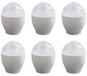 6 piezas de huevera al vapor para microondas mini cocedor de huevos cazador furtivo de huevos portátil para la cocina casera (blanco)-Yvan