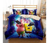 Ss-4 3D impreso Bob Esponja Pantalones cuadrados Juego de ropa de cama Funda de edredón Funda de edredón Funda de almohada Individual Doble Niños R...