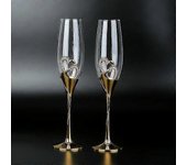 2pcs/set Boda Cristal Champagne Copas Oro Metal Soporte Flautas Copas de Vino Copas Fiesta De Copas San Valentín's Día Regalos 200ml
