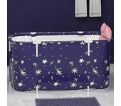 Bañera plegable rectangular, bañera de cuerpo completo para adultos, bañera para niños (120cm algodón azul estrellado,)