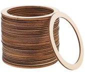 50pcs Anillos de madera Círculo Anillos redondos de madera sin terminar DIY Suministros de artesanía de madera 6.00X6.00X0.20CM