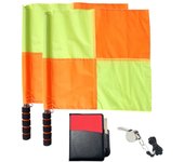 Juego de bandera de árbitro de fútbol, tarjetas amarillas rojas con cuaderno y lápiz, entrenador árbitro de acero inoxidable whi Como se muestra
