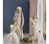 6pcs Willow Tree Nativity Figuras Set Estatua Pintada a Mano Decoración Regalo de Navidad