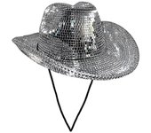 Sombrero vaquero Disco Ball, Sombrero vaquero Mirrored Ball, Sombrero de despedida de soltero plata