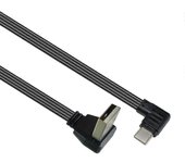 90 grados angulosos USB 2,0 para mecanografiar el cable de datos del cable plano de C para los teléfonos y los ordenadores portátiles