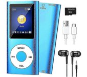 Reproductor de MP3 Bluetooth 5.0 con tarjeta tf de 32 GB, radio FM, auriculares - Reproductor de música portátil de alta fidelidad (azul)