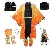 Demon Slayer Agatsuma Zenitsu Disfraz Kimono Uniforme Atuendos Fiesta de Halloween Juego de Rol de Anime Conjunto de Ropa - JA Trajes 3XL