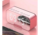 Pantalla de espejo LED Reloj despertador Reloj de mesa Reloj digital Despertador inalámbrico Bluetooth 5.0 Altavoz FM Manos libres