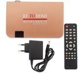 Compatible con RF a HDMI-compatible Adaptador convertidor Receptor analógico Caja de TV analógica Caja digital Mando a distancia Enchufe de la UE oro