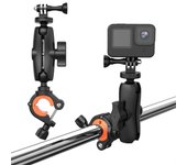 Soporte de manillar de bicicleta de motocicleta para Gopro, 360 Sports Camera Accesorios ajustables de soporte de abrazadera