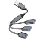 Cable divisor USB Y para cargar OTG 3 en 1 USB macho a 3 USB 2.0 hembra Gris