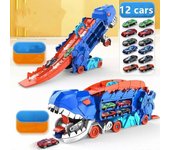 Transporte de dinosaurios con coches de metal, juguete de la pista de transporte definitivo de dinosaurios de la ciudad 12 coches