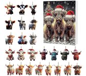 Calendario de Adviento de Navidad 2024 24 días de Navidad Calendario de Adviento con adorno navideño de vaca Colgantes de vaca Calendarios de cuent...