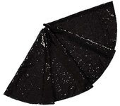 Falda de árbol de Navidad color vibrante elegante lentejuelas brillantes Alfombra de árbol de Navidad para fiesta festiva en casa Negro 90 cm