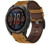 Correa de reloj de cuero de 26 mm para Garmin Fenix 8 AMOLED 51 mm Marrón