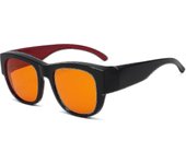 Wiuo 100% anti-gafas de computadora que bloquean la luz azul, ajuste grande sobre la lectura y las gafas con lente ámbar adicional para dormir mejo...