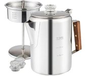 Estufa de percoladores de café para acampar, cafetera de cafetera de percolador de acero inoxidable para acampar plata