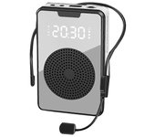 Amplificador de voz inalámbrico Altavoz de micrófono Bluetooth con auriculares con micrófono, para guía turístico-Negro