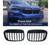 Maxpower 2 piezas rejillas de parrilla de riñón del parachoques delantero de una sola línea para BMW X1 F48 F49 2016-2020 51117383363 51117383364 a...