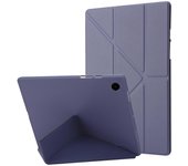 Para funda Samsung Galaxy Tab A9 PU Leather + Silicone Cover con soporte de origami Púrpura