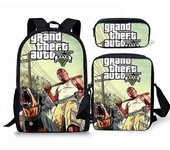 GTA 5 Print Mochila Escolar Patrón Personalizado Mochila Escolar Adolescentes Mochila Personalizada Niño 3 piezas-A7