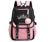 Blackpink Mochila Bolsa para computadora portátil Bolsa de libro Bolsa de libro con puerto de teléfono de carga USB estilo 1