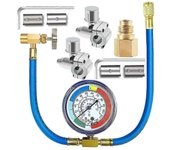 Kit de manguera de recarga de freón para refrigeradores R134a, medidor de manguera de carga de refrigerante de CA R134a, Valv perforante bluesilver