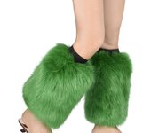 Unbrand  Mujeres Faux Fur Leg Warmers Boot Covers Vibrant Neon Furry Plush Leggings Cover Verde