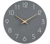 Reloj de pared de 12 pulgadas silencioso sin tictac Relojes de pared de madera que funcionan con pilas Blanco moderno Simple Gris