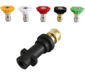 Mintian Adaptador de lavadora a presión, a 6,35 mm de conexión rápida para Karcher K2-K7, con 5 puntas de boquilla de lavadora a presión, múltiples...