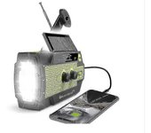 Radio de emergencia, radios meteorológicas de 4000mah con manivela y Carga solar, linterna LED de 3 engranajes, alarma sos, banco de energía portát...