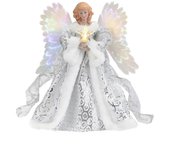 Loandicy Con Decoración De Árbol De Fibra Óptica Blanca - Colgante De Ángel De Árbol De Navidad Con Luces De Cadena