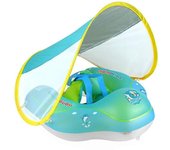 Flotador de piscina para bebés con toldo de protección solar UPF50 +, agregue cola Nunca voltee Flotador inflable para bebés para niños pequeños de...