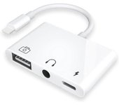 Adaptador OTG USB hembra 3 en 1 con carga y divisor de audio para auriculares de 3,5 mm para iPhone / iPad