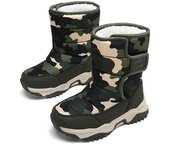 Invierno Niños Niñas Terciopelo Botas de Nieve Zapatos Térmicos Cómodos y Transpirables Para Niños Pequeños / Grandes Camuflaje verde 34