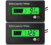 2 medidores de batería DC 12V 24V 36V 48V 72V con alarma, voltaje de capacidad de la batería, monitores de batería, plomo-