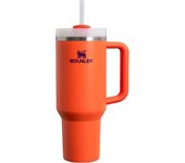 Yuzee Vaso aislado al vacío de acero inoxidable con tapa y pajita para agua, té o café helado, batido y más, 40 oz de naranja